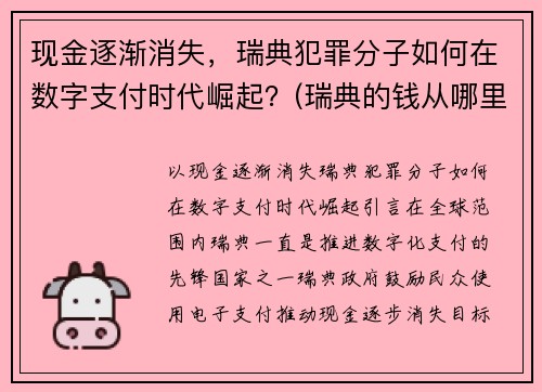 现金逐渐消失，瑞典犯罪分子如何在数字支付时代崛起？(瑞典的钱从哪里来)